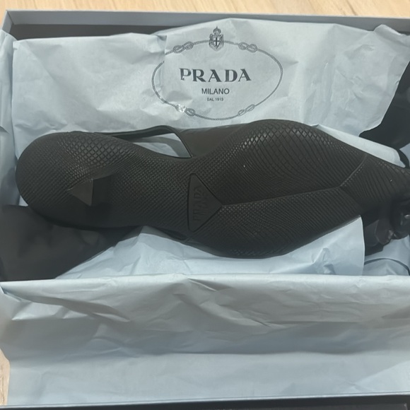 Prada calzature Donna kitten heel black leather size 37 - Picture 3 of 6